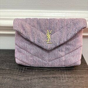 Saint Laurent Puffy Lilac Denim Pouch